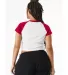 Bella + Canvas 1201 Ladies' Micro Ribbed Raglan Ba in White/ red back view