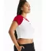 Bella + Canvas 1201 Ladies' Micro Ribbed Raglan Ba in White/ red side view