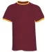 Champion Clothing T136 Ringer T-Shirt in Maroon/ gold front view