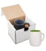 Promo Goods  GCM112 14oz Morning Show Barrel Mug I in Wht/ lime green front view