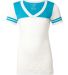 Blue 84 - Juniors' Burnout V-Neck Football T-Shirt White/ Turquoise front view