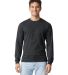 Gildan G674 Unisex Softstyle CVC Long Sleeve T-Shi in Pitch black mist front view