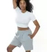 Los Angeles Apparel 1241GD Mid-Length Heavy Jersey in Heather grey front view