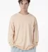 Los Angeles Apparel 1807GD L/S Grmnt Dye Crew Neck in Beige front view
