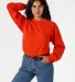 Los Angeles Apparel 1807GD L/S Grmnt Dye Crew Neck in Bright orange front view