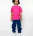 Los Angeles Apparel 18101GD Youth S/S Grmnt Dye Te in Paradise pink front view