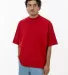 Los Angeles Apparel 1825GD 18/1 S/S Oversized Mock in Cherry red front view