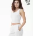 Los Angeles Apparel 21308 2x1 Rib Crop Tank in White front view