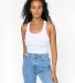 Los Angeles Apparel 21308 2x1 Rib Crop Tank in White/baby pink front view