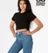 Los Angeles Apparel 23302 FINE JERSEY S/S CROP T in Black front view