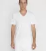 Los Angeles Apparel 24056 S/S Fine Jersey V-Neck 4 in White front view