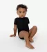 Los Angeles Apparel 40001 BABY RIB INFANT S/S ONES in Black front view