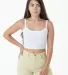 Los Angeles Apparel 43016 Baby Rib Spaghetti Crop  in White front view