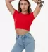 Los Angeles Apparel 43035 Cap Sleeve Baby Rib Crop in Red front view