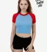 Los Angeles Apparel 43077 Baby Rib Short Sleeve Ra in Baby blue/red front view