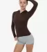 Los Angeles Apparel 43098 Baby Rib Long Sleeve Hoo in Brown