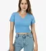 Los Angeles Apparel 4356 Baby Rib Short Sleeve V-N in Baby blue front view