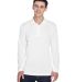 8405LS UltraClub® Adult Cool & Dry Sport Long-Sle in White front view