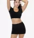 Los Angeles Apparel 83072GD Garment Dye Micro Crop in Black front view