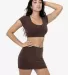 Los Angeles Apparel 83072GD Garment Dye Micro Crop in Chocolate front view