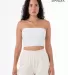 Los Angeles Apparel 8393 Cnt Spndx Tube Crop Top in White front view