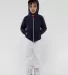 Los Angeles Apparel F2097 Kids Poly Cotton Zip Hoo in Navy front view