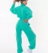 Los Angeles Apparel F394 Flex Fleece Womens Pant in Pool green front view