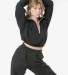 Los Angeles Apparel F396 Flex Fleece Crop Half Zip in Black front view