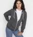 Los Angeles Apparel F97 Flex Fleece Zip Up Hoodie in Dark heather grey front view