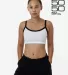 Los Angeles Apparel FF016 Poly Cottn Crop Spaghett in White/black front view
