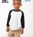 Los Angeles Apparel FF1053 Toddler 3/4 Slv Ply Ctn in White/black front view