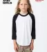 Los Angeles Apparel FF2053 Youth 3/4 Slv Ply Ctn R in White/black front view