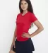 Los Angeles Apparel FF3001 S/S  Cotton-Poly Tee 3. in Red front view