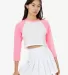 Los Angeles Apparel FF354 Poly Cotton 3/4 Sleeve R in White/neon heather pink front view