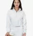 Los Angeles Apparel HF-326 HF Cropped Half Zip Pul in White front view