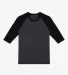 Los Angeles Apparel IMPFF453AS 3/4 Slv Ply Cttn Ra in Heather black/black front view