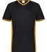 Augusta Sportswear 6908 Youth Cutter V-Neck Jersey in Black/ gold front view
