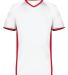 Augusta Sportswear 6908 Youth Cutter V-Neck Jersey in White/ scarlet front view