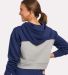 Boxercraft BW5404 Women's Cropped Fleece Hooded Sw in Navy/ oxford heather back view