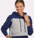 Boxercraft BW5404 Women's Cropped Fleece Hooded Sw in Navy/ oxford heather front view