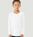 Bella + Canvas 3501YCVC Youth Heather CVC Long-Sle in Solid wht blend front view