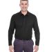 8542 UltraClub® Adult Long-Sleeve Whisper Pique B in Black front view