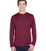 Team 365 TT11L Men's Zone Performance Long-Sleeve  in Sport maroon front view