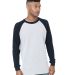 Bayside Apparel 8211 USA-Made Heavyweight Waffle K in White/ navy front view