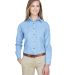 8966 UltraClub® Ladies' Long-Sleeve Cotton Cypres in Light blue front view