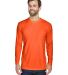 8422 UltraClub® Adult Cool & Dry Sport Long-Sleev in Bright orange front view