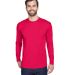 8422 UltraClub® Adult Cool & Dry Sport Long-Sleev in Red front view