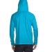 Gildan 987 Adult Lightweight Long-Sleeve Hooded T- in Carib blue/ d gr back view