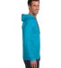 Gildan 987 Adult Lightweight Long-Sleeve Hooded T- in Carib blue/ d gr side view
