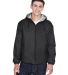 8915 UltraClub® Adult Nylon Fleece-Lined Hooded J in Black front view